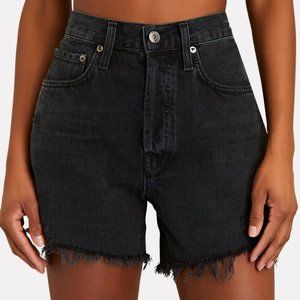 💙💖 Agolde Riley Distressed Black Denim Shorts size 22